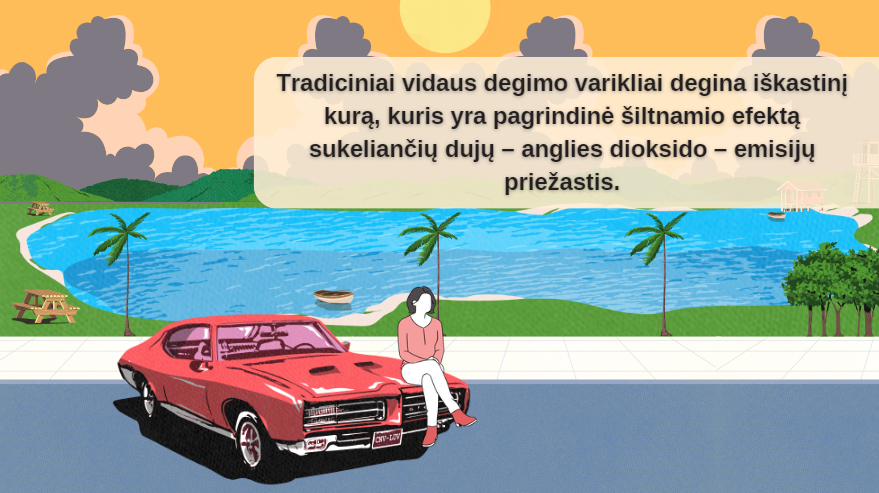 Tradiciniai automobiliai degina iškastinį kurą